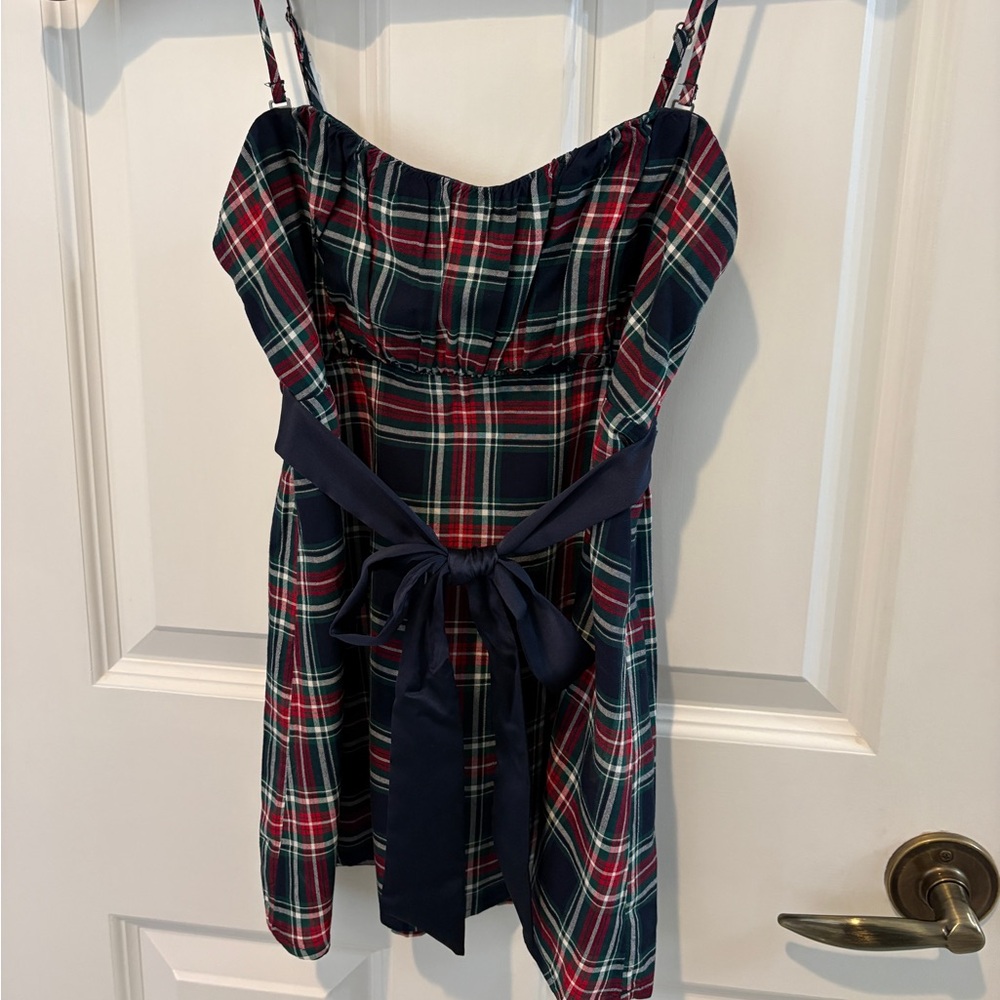 Hollister Plaid Smocked Babydoll Top
